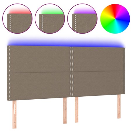 vidaXL Cabecero con luces LED tela gris taupe 180x5x118/128 cm