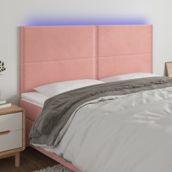 vidaXL Cabecero con luces LED terciopelo rosa 180x5x118/128 cm