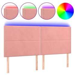 vidaXL Cabecero con luces LED terciopelo rosa 180x5x118/128 cm