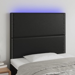 vidaXL Cabecero con luces LED cuero sintético negro 80x5x118/128 cm