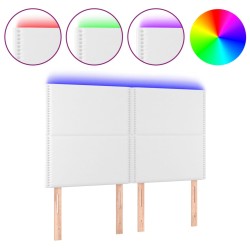 vidaXL Cabecero con luces LED cuero sintético blanco 144x5x118/128 cm