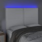 vidaXL Cabecero con luces LED cuero sintético blanco 144x5x118/128 cm vidaXL Cabecero con luces LED cuero sintético blanco 144x5x118/128 cm