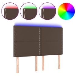 vidaXL Cabecero con luces LED cuero sintético marrón 144x5x118/128 cm