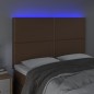 vidaXL Cabecero con luces LED cuero sintético marrón 144x5x118/128 cm vidaXL Cabecero con luces LED cuero sintético marrón 144x5x118/128 cm