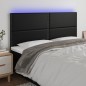 vidaXL Cabecero con luces LED cuero sintético negro 160x5x118/128 cm vidaXL Cabecero con luces LED cuero sintético negro 160x5x118/128 cm