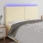vidaXL Cabecero con luces LED cuero sintético crema 160x5x118/128 cm vidaXL Cabecero con luces LED cuero sintético crema 160x5x118/128 cm
