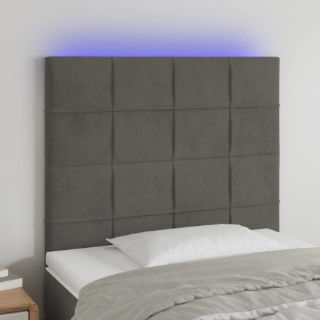 vidaXL Cabecero con luces LED terciopelo gris oscuro 100x5x118/128 cm
