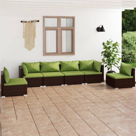 vidaXL Set muebles de jardín 6 piezas y cojines ratán sintético marrón