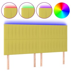 vidaXL Cabecero con luces LED tela verde 200x5x118/128 cm