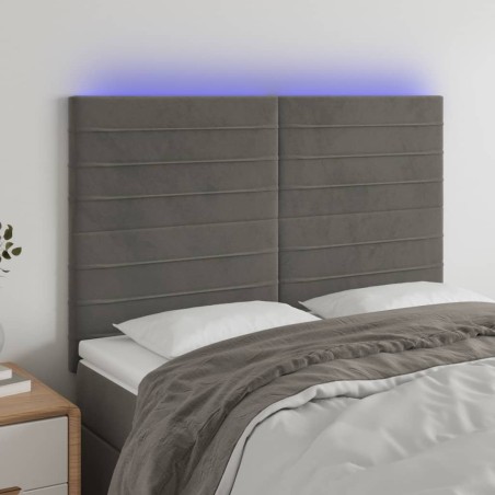 vidaXL Cabecero con luces LED terciopelo gris oscuro 144x5x118/128 cm