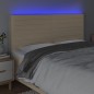 vidaXL Cabecero con luces LED tela crema 180x5x118/128 cm vidaXL Cabecero con luces LED tela crema 180x5x118/128 cm