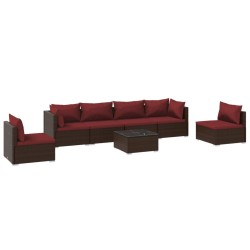 vidaXL Set muebles de jardín 7 piezas y cojines ratán sintético marrón