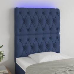 vidaXL Cabecero con luces LED tela azul 80x7x118/128 cm