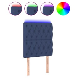 vidaXL Cabecero con luces LED tela azul 80x7x118/128 cm
