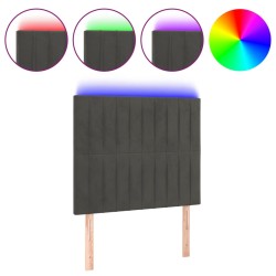 vidaXL Cabecero con luces LED terciopelo gris oscuro 80x5x118/128 cm