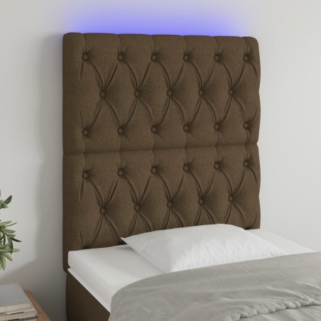 vidaXL Cabecero con luces LED tela marrón oscuro 80x7x118/128 cm