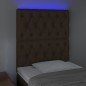 vidaXL Cabecero con luces LED tela marrón oscuro 80x7x118/128 cm vidaXL Cabecero con luces LED tela marrón oscuro 80x7x118/128 cm