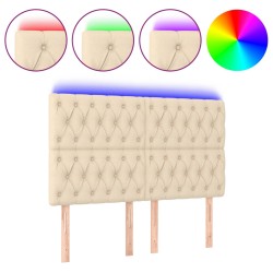 vidaXL Cabecero con luces LED tela crema 144x7x118/128 cm