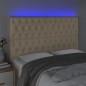 vidaXL Cabecero con luces LED tela crema 144x7x118/128 cm vidaXL Cabecero con luces LED tela crema 144x7x118/128 cm