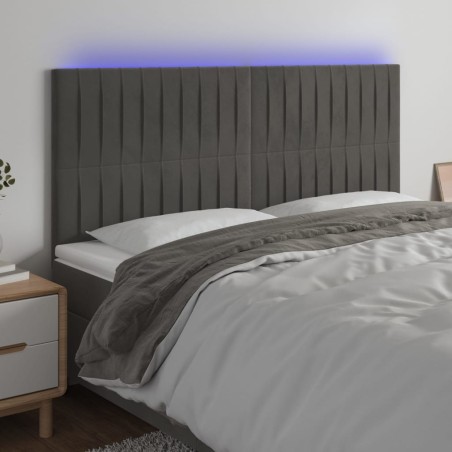 vidaXL Cabecero con luces LED terciopelo gris oscuro 180x5x118/128 cm