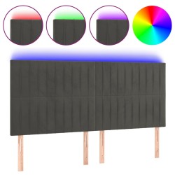 vidaXL Cabecero con luces LED terciopelo gris oscuro 180x5x118/128 cm
