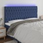 vidaXL Cabecero con luces LED tela azul 180x7x118/128 cm vidaXL Cabecero con luces LED tela azul 180x7x118/128 cm