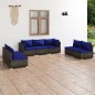 vidaXL Set de muebles de jardín 7 pzas y cojines ratán sintético gris