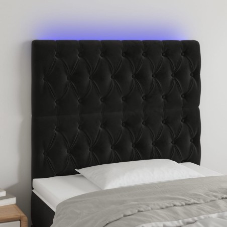 vidaXL Cabecero con luces LED terciopelo negro 100x7x118/128 cm