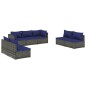 vidaXL Set de muebles de jardín 7 pzas y cojines ratán sintético gris