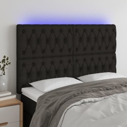 vidaXL Cabecero con luces LED tela negro 160x7x118/128 cm