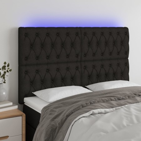vidaXL Cabecero con luces LED tela negro 160x7x118/128 cm
