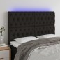 vidaXL Cabecero con luces LED tela negro 160x7x118/128 cm