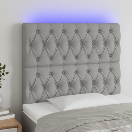 vidaXL Cabecero con luces LED tela gris claro 90x7x118/128 cm 