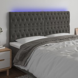 vidaXL Cabecero con luces LED terciopelo gris oscuro 200x7x118/128 cm