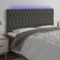 vidaXL Cabecero con luces LED terciopelo gris oscuro 200x7x118/128 cm vidaXL Cabecero con luces LED terciopelo gris oscuro 200x7x118/128 cm