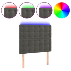 vidaXL Cabecero con luces LED terciopelo gris oscuro 100x5x118/128 cm