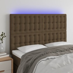 vidaXL Cabecero con luces LED tela marrón oscuro 144x5x118/128 cm