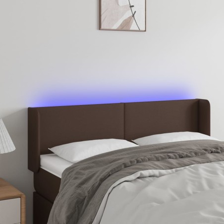 vidaXL Cabecero con LED cuero sintético marrón 147x16x78/88 cm