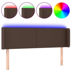 vidaXL Cabecero con LED cuero sintético marrón 147x16x78/88 cm
