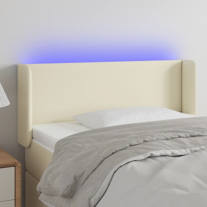 vidaXL Cabecero con LED cuero sintético crema 103x16x78/88 cm vidaXL Cabecero con LED cuero sintético crema 103x16x78/88 cm
