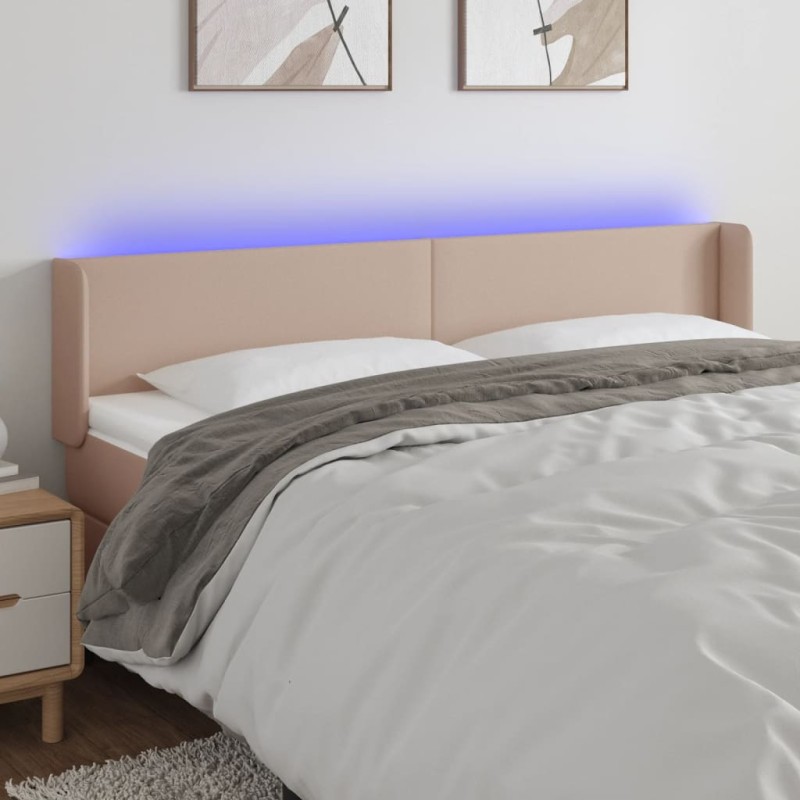 vidaXL Cabecero con LED cuero sintético capuchino 183x16x78/88 cm vidaXL Cabecero con LED cuero sintético capuchino 183x16x78/88 cm