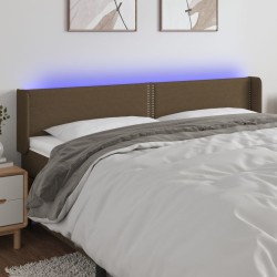 vidaXL Cabecero con LED de tela marrón oscuro 183x16x78/88 cm
