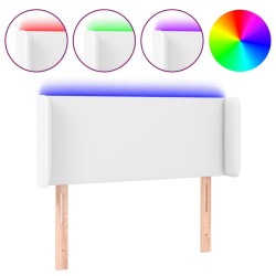 vidaXL Cabecero con LED cuero sintético blanco 93x16x78/88 cm