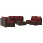 vidaXL Set muebles de jardín 7 piezas y cojines ratán sintético marrón vidaXL Set muebles de jardín 7 piezas y cojines ratán sintético marrón