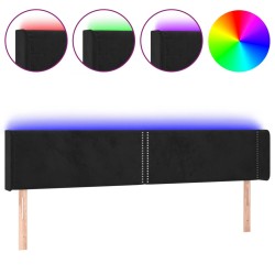 vidaXL Cabecero con LED de terciopelo negro 183x16x78/88 cm