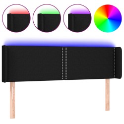 vidaXL Cabecero con LED de tela negro 147x16x78/88 cm