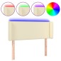 vidaXL Cabecero con LED cuero sintético crema 83x16x78/88 cm