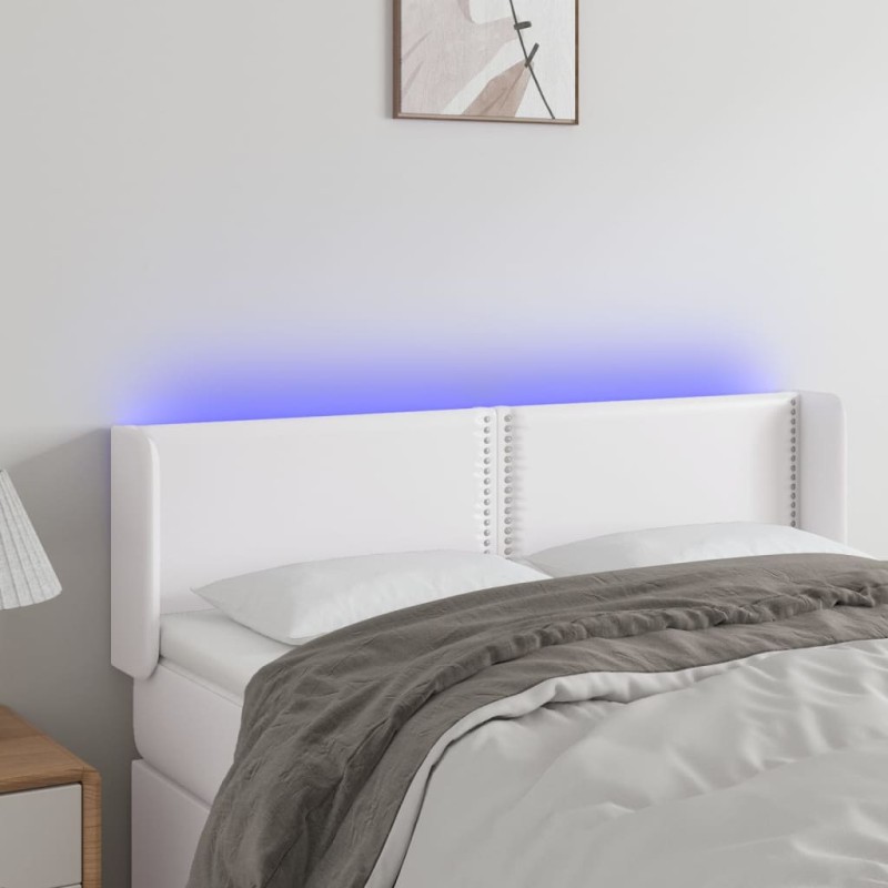 vidaXL Cabecero con LED cuero sintético blanco 147x16x78/88 cm vidaXL Cabecero con LED cuero sintético blanco 147x16x78/88 cm