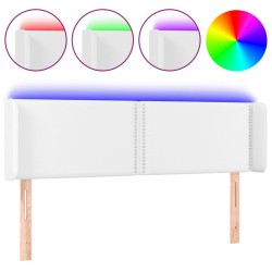 vidaXL Cabecero con LED cuero sintético blanco 147x16x78/88 cm