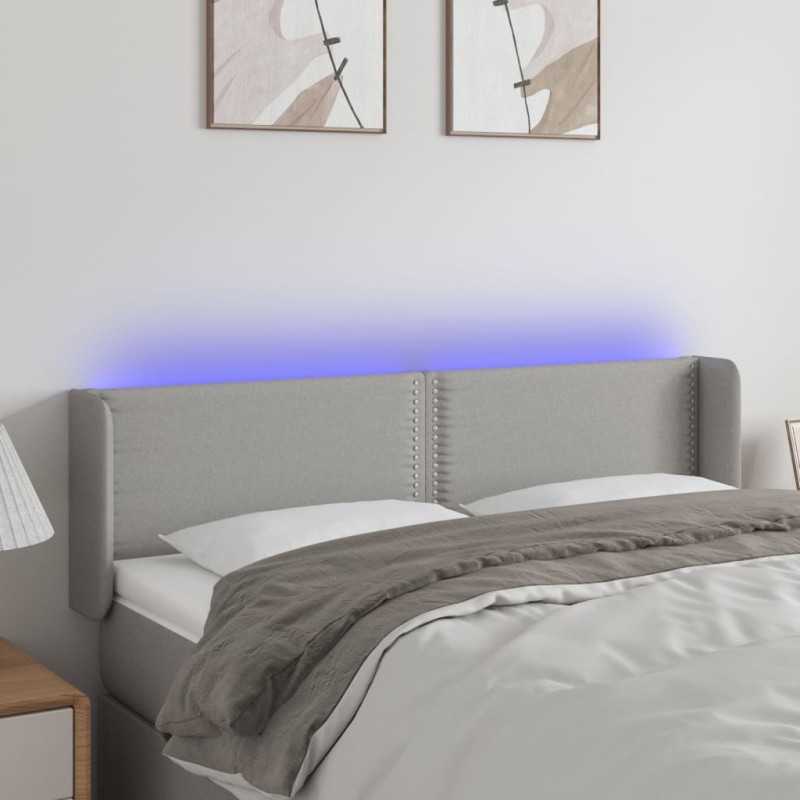 vidaXL Cabecero con LED de tela gris claro 147x16x78/88 cm vidaXL Cabecero con LED de tela gris claro 147x16x78/88 cm